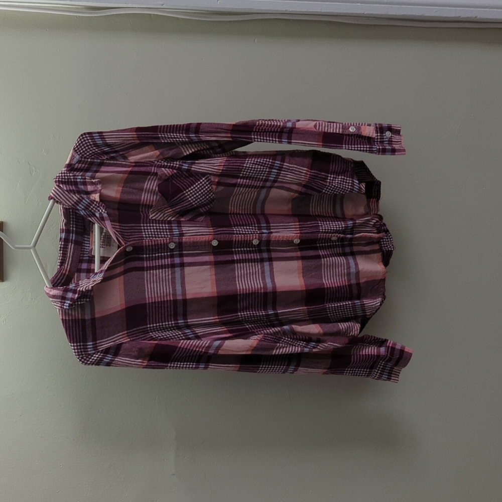 Red and Pink Plaid Button-up Super Soft Shirt